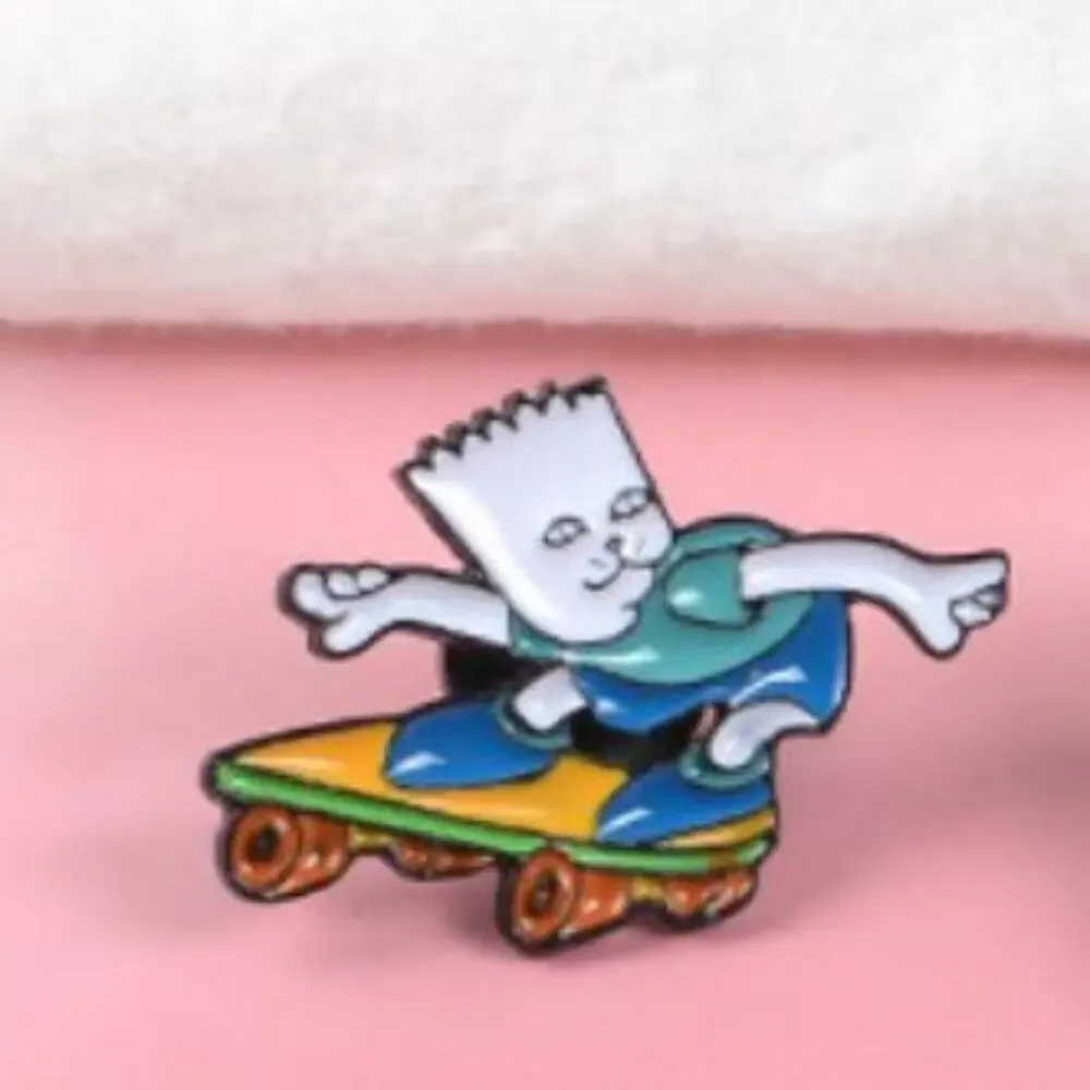 Cat on Skateboard Pin Brooch Kitten